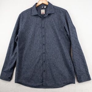 Haupt Button Up Shirt Mens Large Blue Geometric Long Sleeve